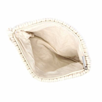 Macrame Clutch with Tassel, Cream - Image 4