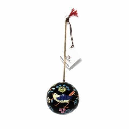 Handpainted Ornament Birds and Flowers, Black - Pack of 3 - Image 4