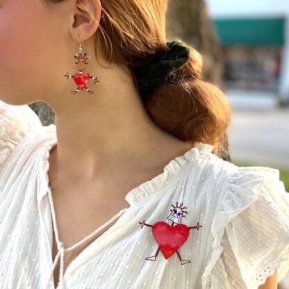 Set of 10 Dancing Girl Heart Body Pins in Red - Creative Alternatives - Image 2