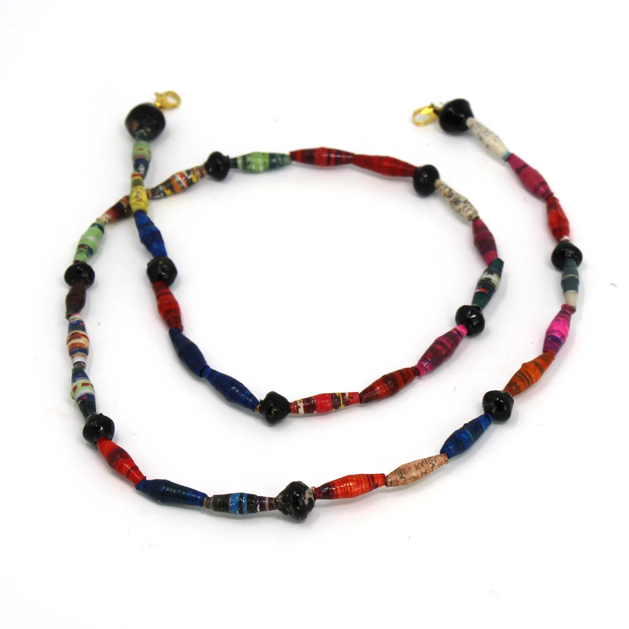 Face Mask/Eyeglass Paper Bead Chain, Small Black Beads - Image 3