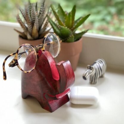 Elephant Eyeglass Stand in Red Wash - Image 3