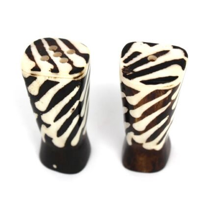 African Natural Bone Salt & Pepper Shakers, Traditional Batik Designs - Image 5