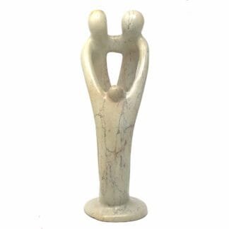 Natural 10-inch Tall Soapstone Family Sculpture - 2 Parents 1 Child - Smolart