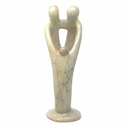 Natural 10-inch Tall Soapstone Family Sculpture - 2 Parents 1 Child - Smolart