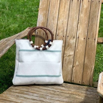 Firehose Wood Handled White Bag - Image 6