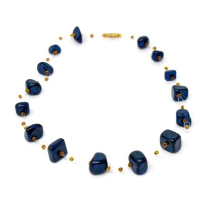 Floating Stone & Maasai Bead Necklace, Navy - Image 5