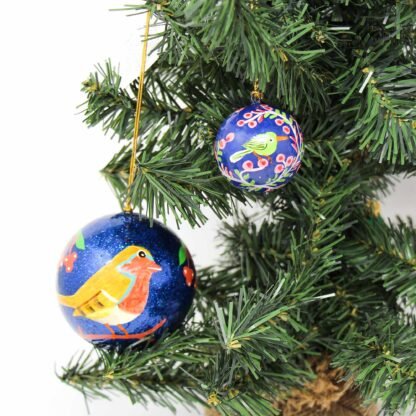 Handpainted Ornaments Bright Birds Large & Small, Set of 2 - Image 2