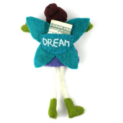 Hand Felted Tooth Fairy Pillow - Brunette with Purple Dress - Global Groove - Image 2