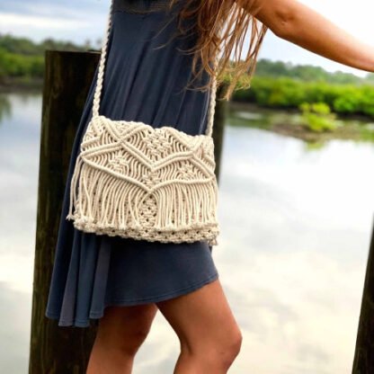 Macrame Shoulder Bag, Cream - Image 8