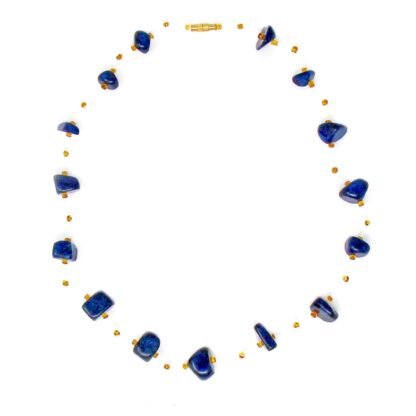 Floating Stone & Maasai Bead Necklace, Navy - Image 4