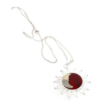 Sun and Moon Red Jasper Pendant with Chain - Image 5