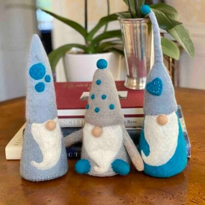 Winter Blues Felt Gnomes Trio, Set of 3 - Image 7