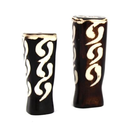 African Natural Bone Salt & Pepper Shakers, Traditional Batik Designs - Image 6