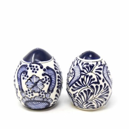 Encantada Handmade Pottery Spice Shakers, Blue Flower - Image 3