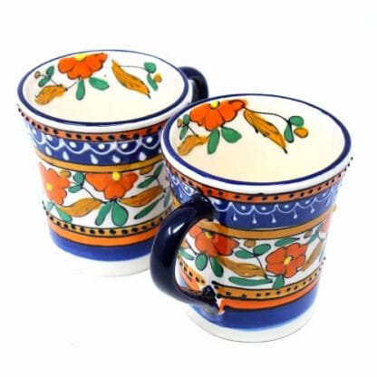 Flared Coffee Mugs - Orange and Blue, Set of Two - Encantada - Image 4