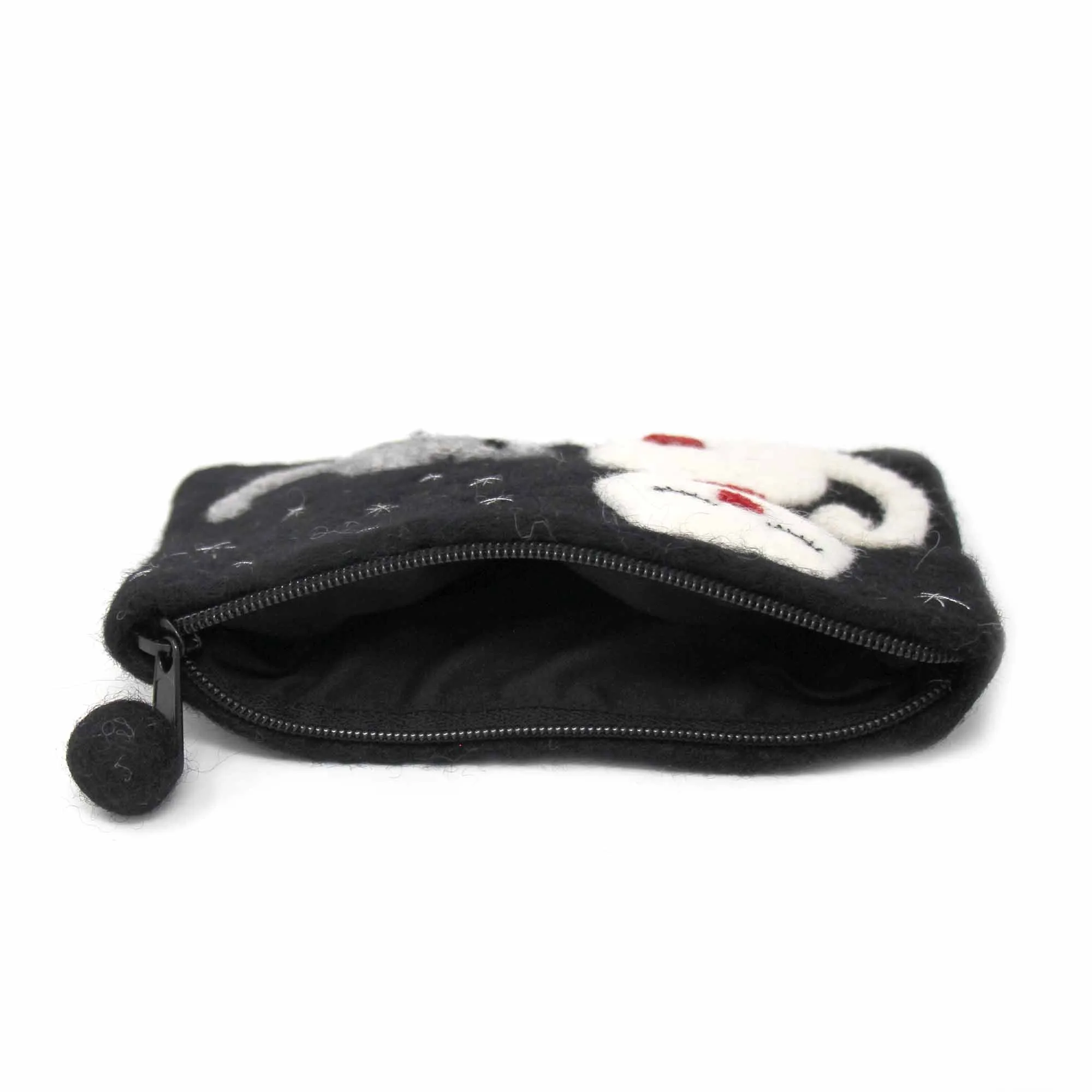 Hand Crafted Felt: White Cat Pouch - Image 4