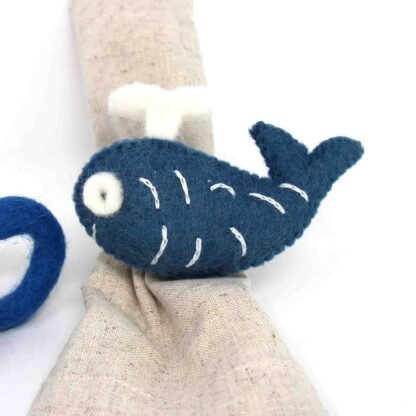 Nautical Shark, Whale & Seahorse Felt Napkin Rings, Set of 4 - Image 7