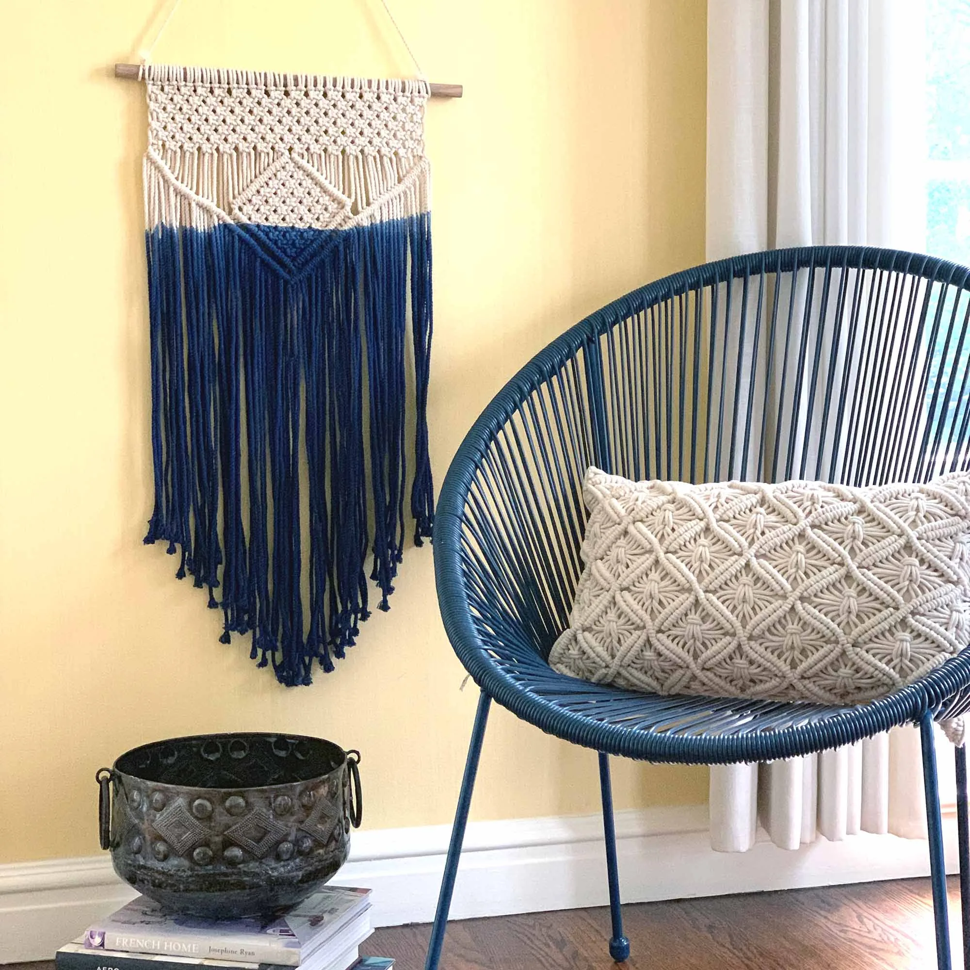 Macrame Cushion Cover, Rectangular Beige - Image 5