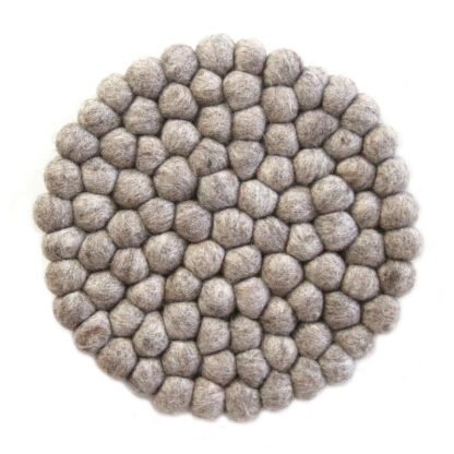 Hand Crafted Felt Ball Coasters from Nepal: 4-pack, Light Grey - Global Groove (T) - Image 2