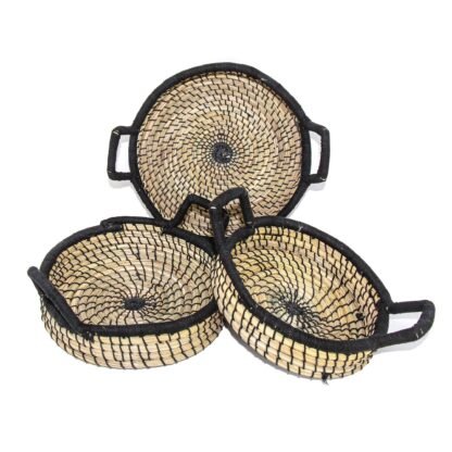 Nested Baskets in Natural with Black Accents, Set of 3 - Image 6