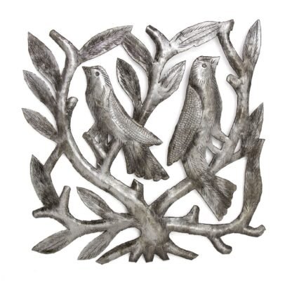 Pair of Square Tree of Life Haitian Steel Drum Wall Art - Image 6