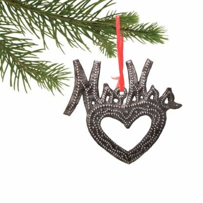 Metal Heart Haitian Metal Drum Christmas Ornaments Newlyweds - Set of 2 - Image 2