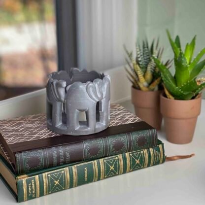 Circle of Elephants Soapstone Sculpture, 3 to 3.5-inch - Dark Stone - Image 8