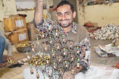 Handcrafted Bird Chime, Recycled Iron and Glass Beads - Image 8