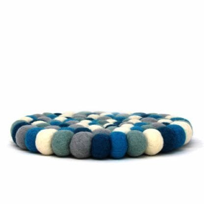 Ice Blue Felt Ball Trivet & 4-piece Coaster Set - Image 3