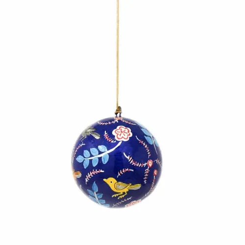 Handpainted Ornament Birds and Flowers, Blue - Pack of 3 - Image 4