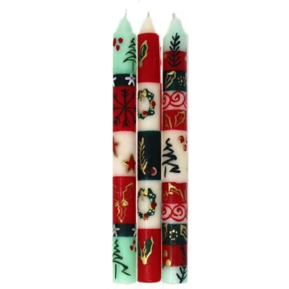 Set of Three Boxed Tall Hand-Painted Candles - Ukhisimui Design - Nobunto - Image 3