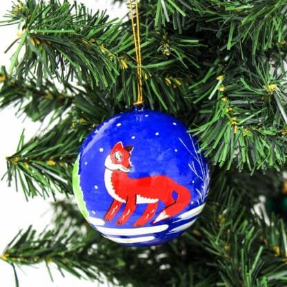 Handpainted Fox & Bird Ornaments, Set of 2 - Image 3