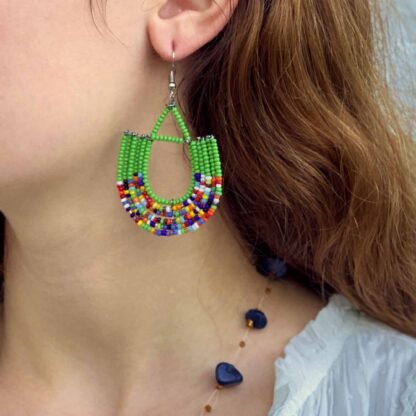 Maasai Bead Basket Dangle Earrings - Image 2