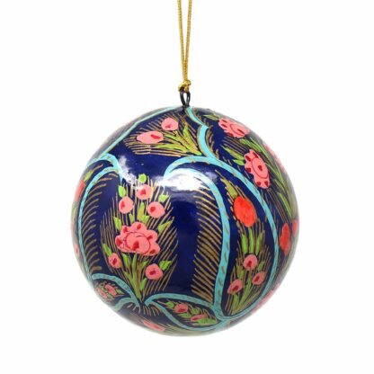 Handpainted Ornaments, Coral & Blue Floral - Pack of 3 - Image 2