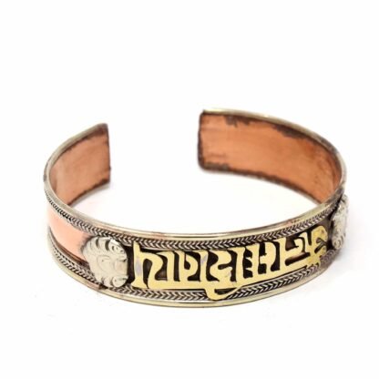 Copper and Brass Cuff Bracelet: Healing Shiva - DZI (J) - Image 2