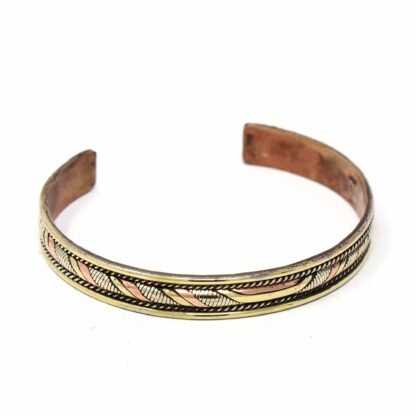 Copper and Brass Cuff Bracelet: Healing Twist - DZI (J) - Image 2