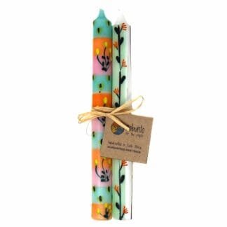Tall Hand Painted Candles - Pair -Imbali Design - Nobunto