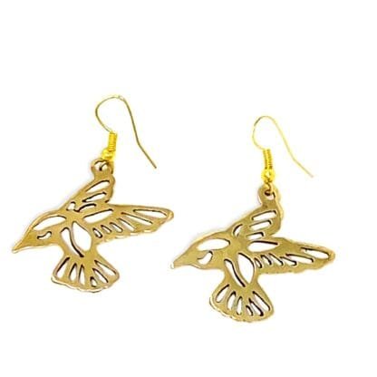 Pair of Birds in Tumbaga Gold Drop Earrings - Image 3