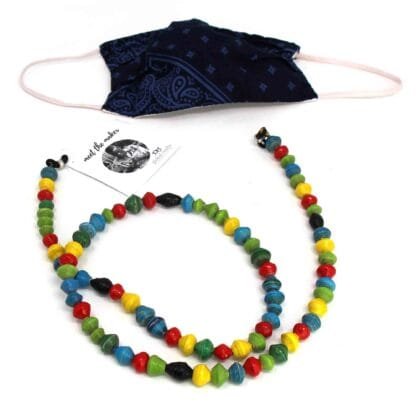 Face Mask/Eyeglass Paper Bead Chain, Colorful Round Beads - Image 2
