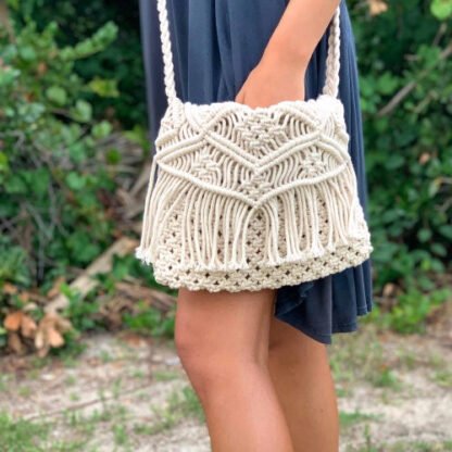 Macrame Shoulder Bag, Cream - Image 5