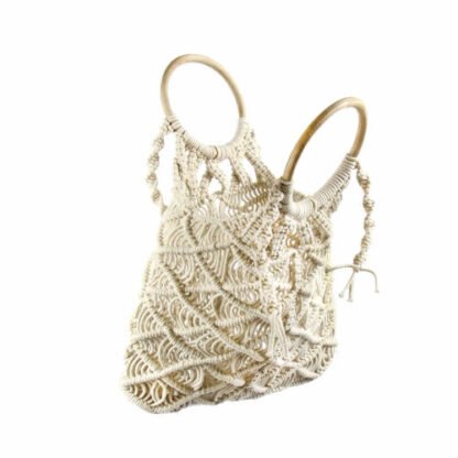 Macrame Bag with Wooden Handle - Image 3