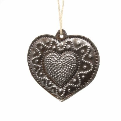 Metal Heart Haitian Metal Drum Christmas Ornaments Newlyweds - Set of 2 - Image 3