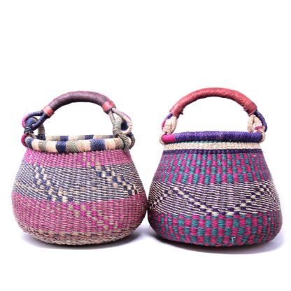 Small Bolga Pot Basket - Mixed Colors - Image 6