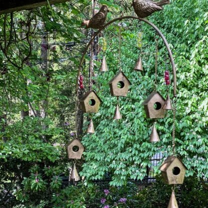 Handcrafted Bird Chime, Recycled Iron and Glass Beads - Image 3