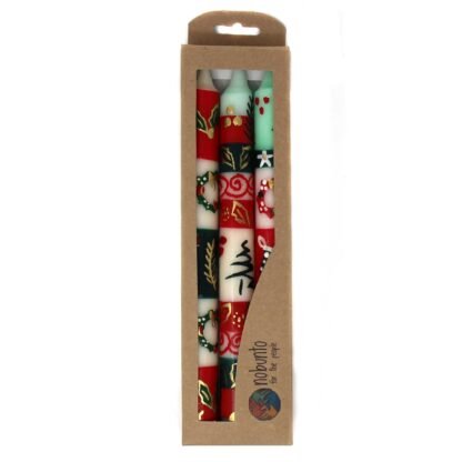 Set of Three Boxed Tall Hand-Painted Candles - Ukhisimui Design - Nobunto - Image 2