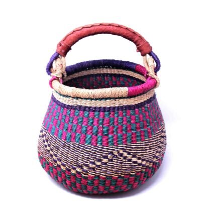 Small Bolga Pot Basket - Mixed Colors - Image 5