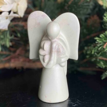 Angel Soapstone Sculpture Holding Dog - Image 10