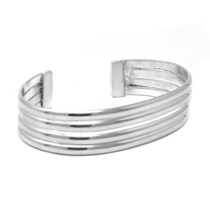 Alpaca Silver Overlay Cuff Bracelet - Four Bar Design - Image 4