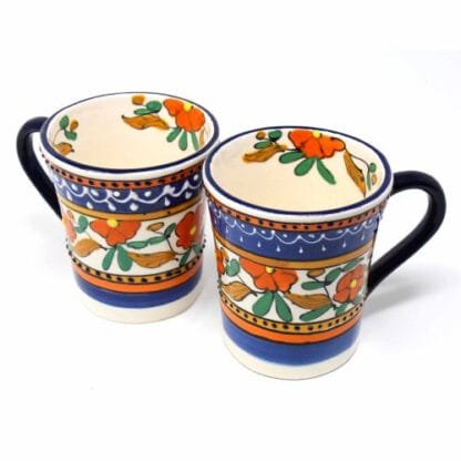Flared Coffee Mugs - Orange and Blue, Set of Two - Encantada - Image 2