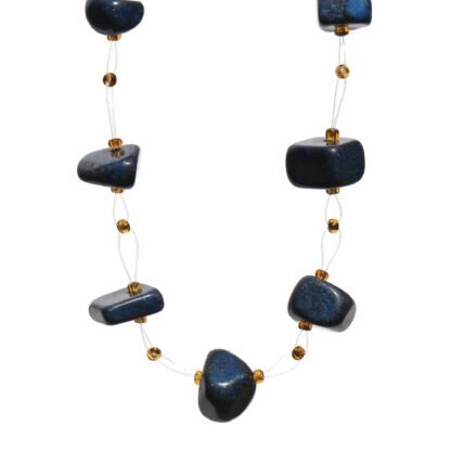 Floating Stone & Maasai Bead Necklace, Navy - Image 2